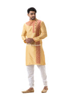 Men Off White And Red Ethnic Embroidered Punjabi (NS77)